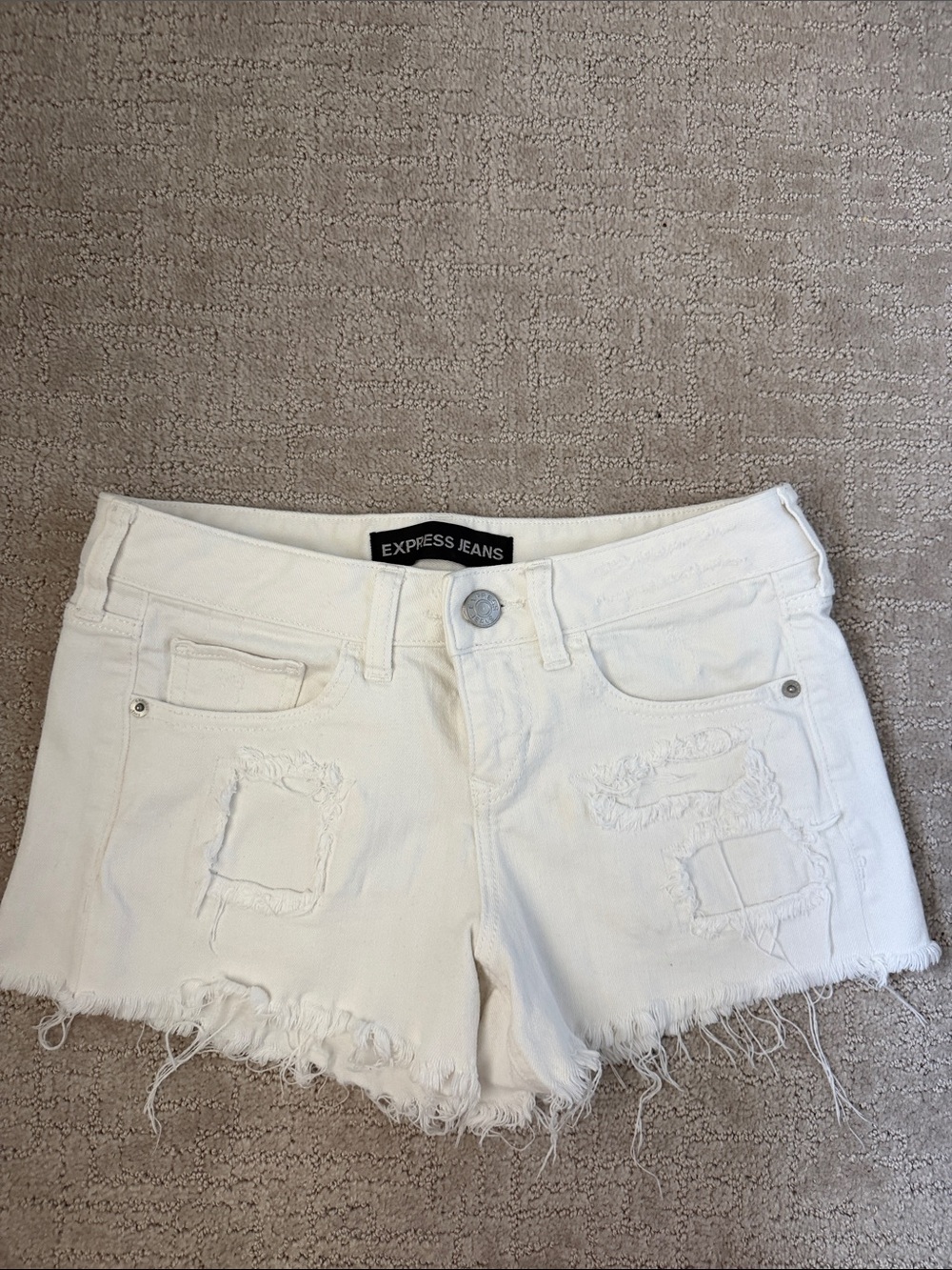 Express White Distressed Jean Shorts